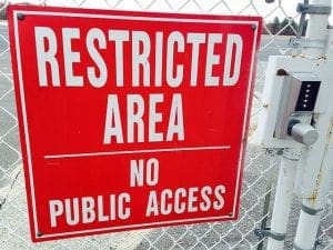 2018 Security – Red No Access Sign on Outdoor Gate
